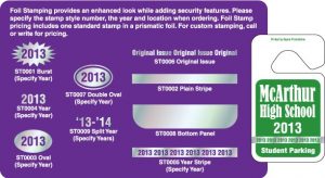 Foil Stamping Option on Hang Tag Parking Permit