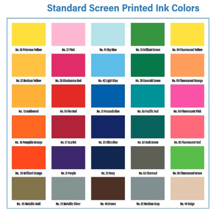 Color Chart - Heritage Advertising Standard Ink Color Chart
